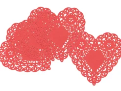 Small Red Paper Heart Doilies - Set of 100
