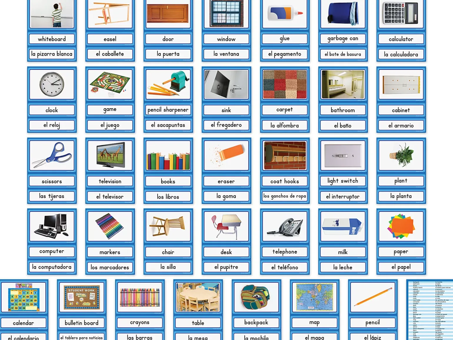 Spanish and English Classroom Labels