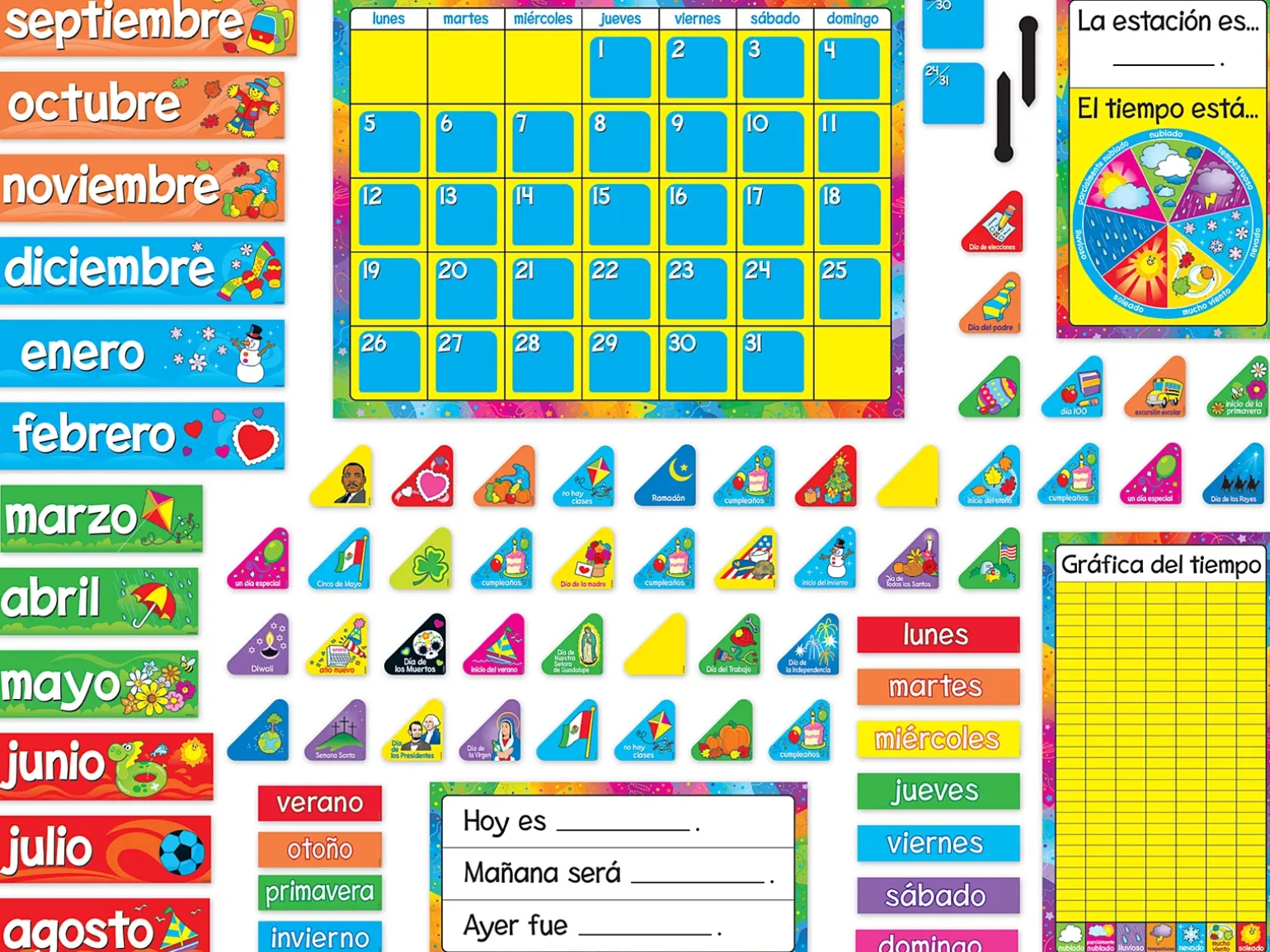 Spanish Calendario Anual Bulletin Board Set