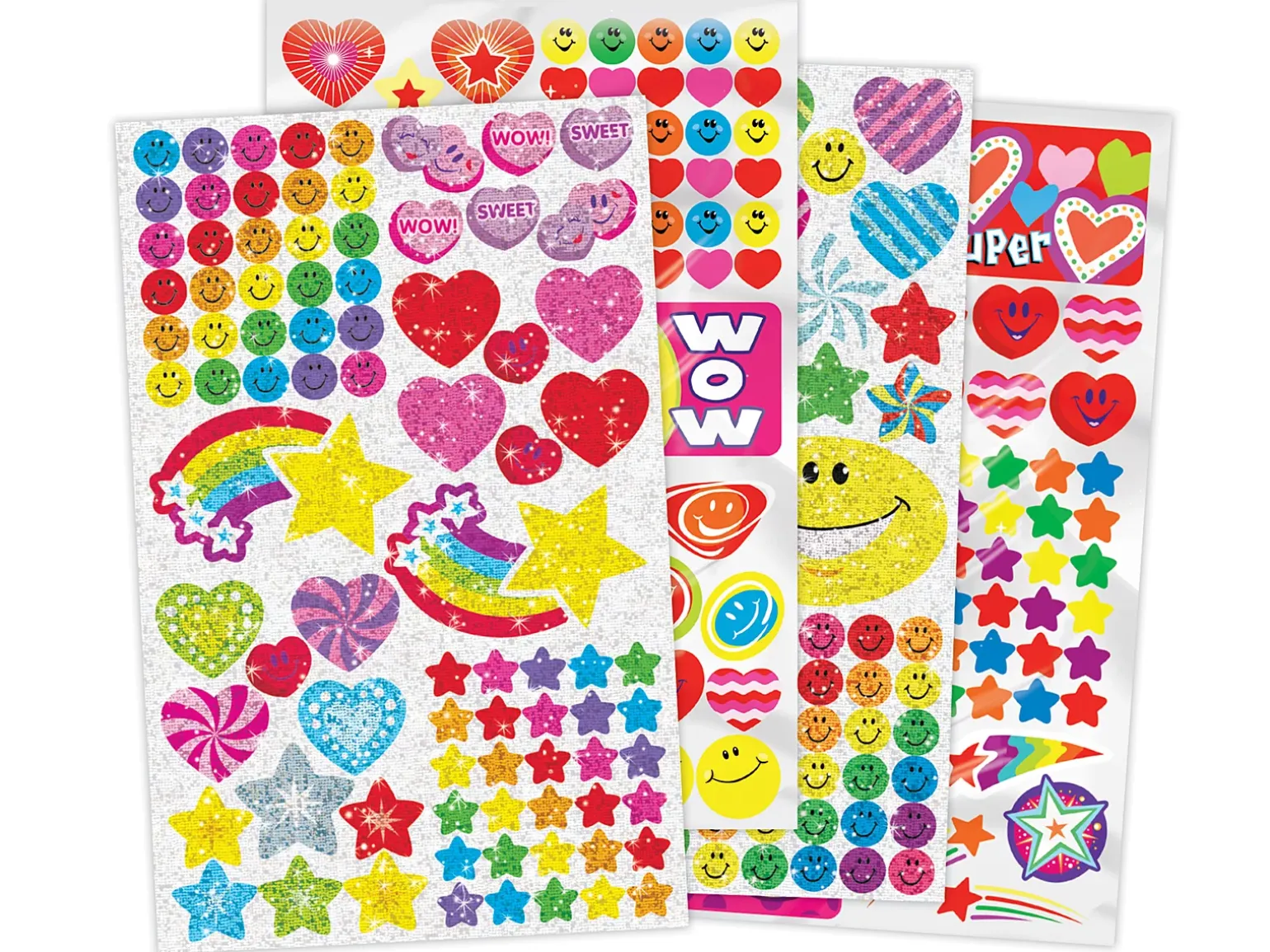 Sparkling Stars, Hearts & Smiles Stickers - Variety Pack