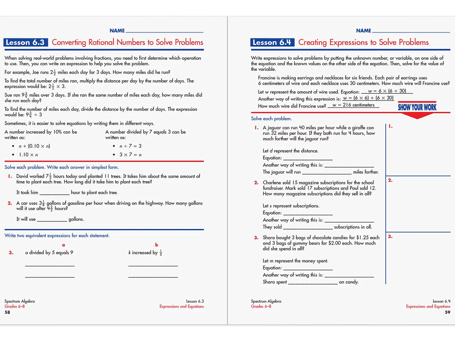 Spectrum® Algebra Workbook