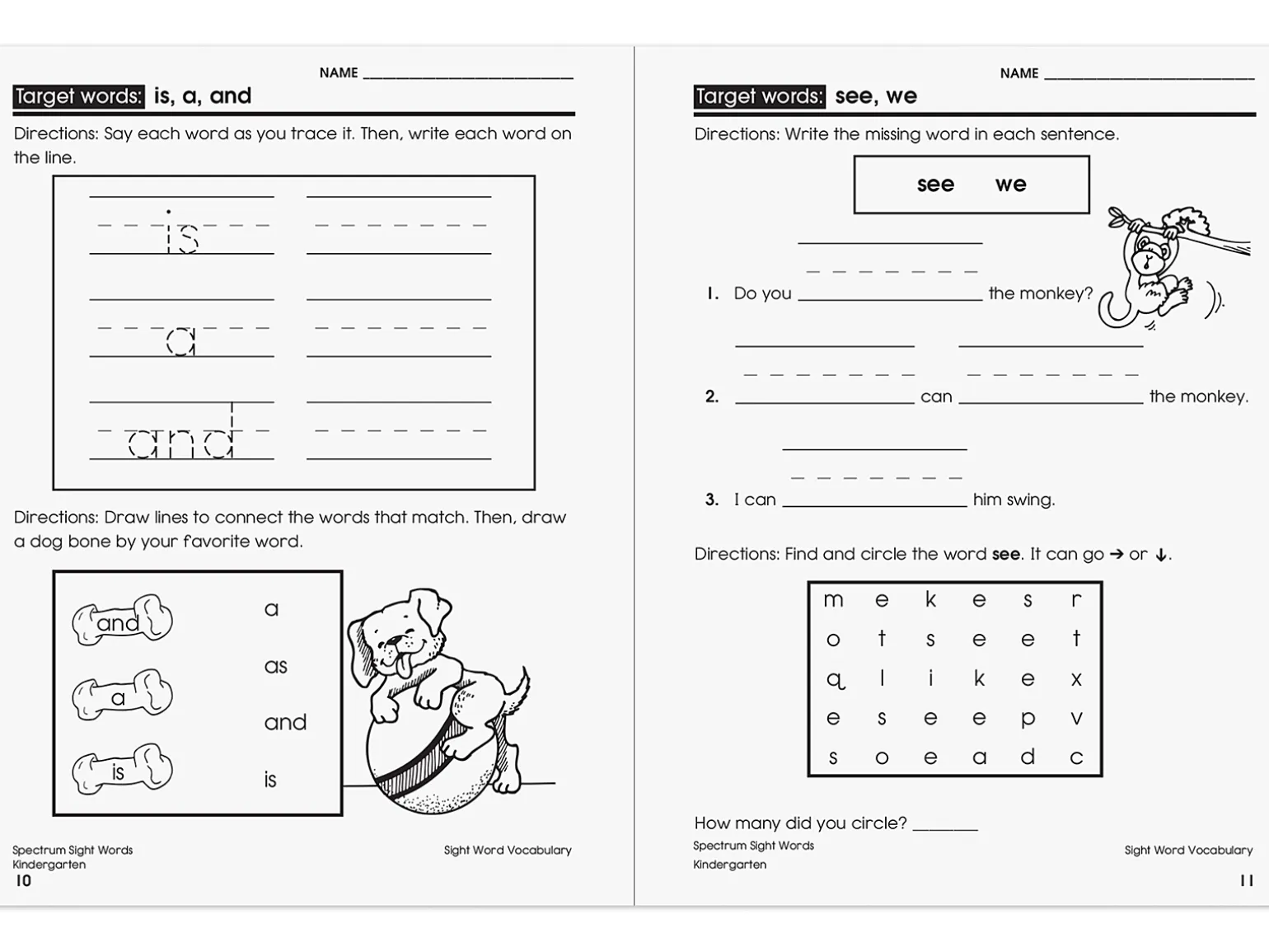 Spectrum® Sight-Words Workbook - Kindergarten
