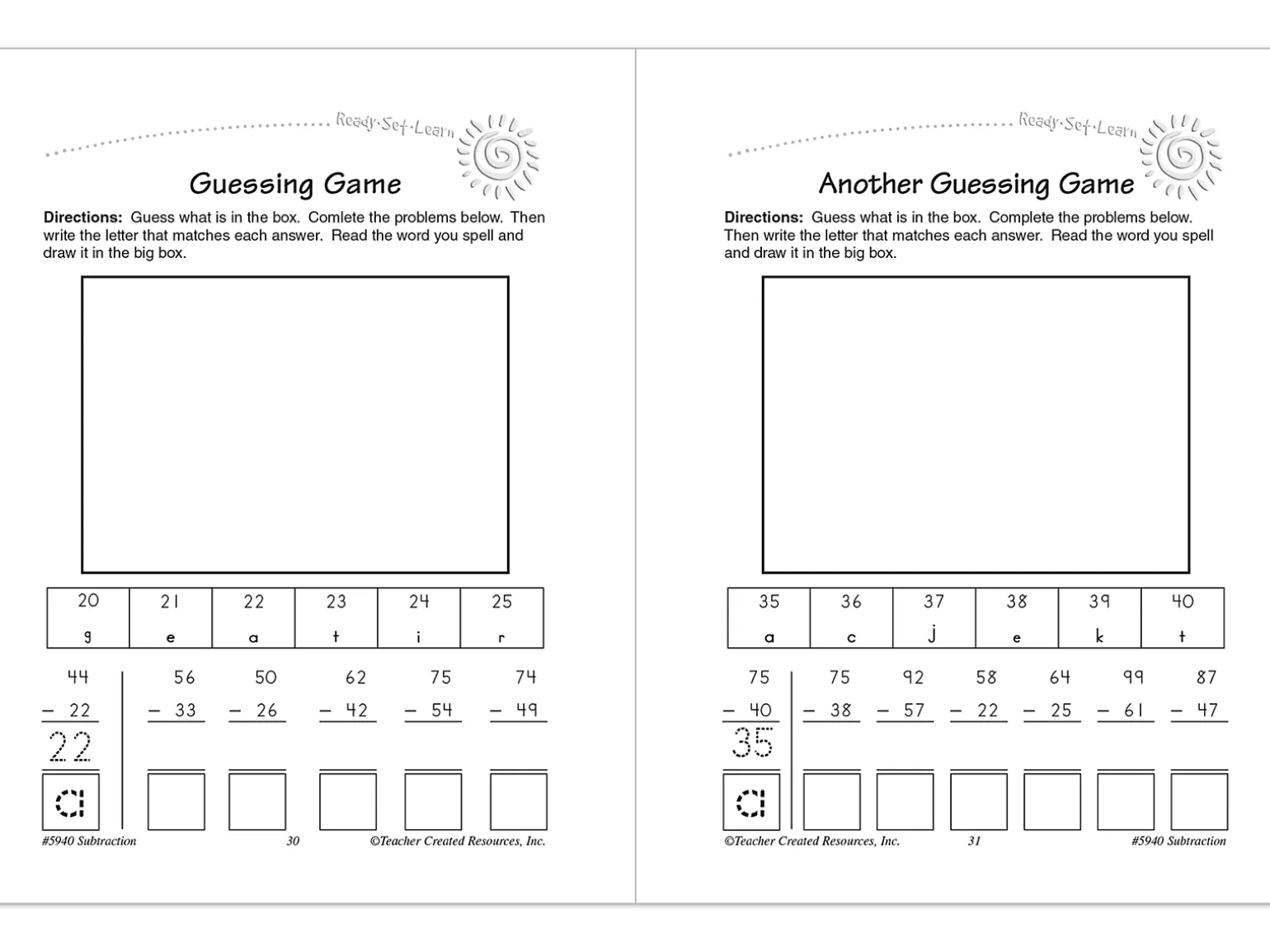 Subtraction Workbook