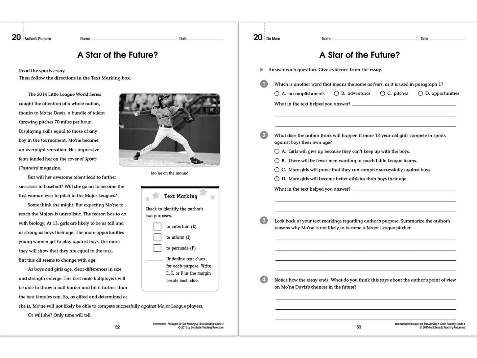 Text Marking & Close Reading Workbook - Gr. 4