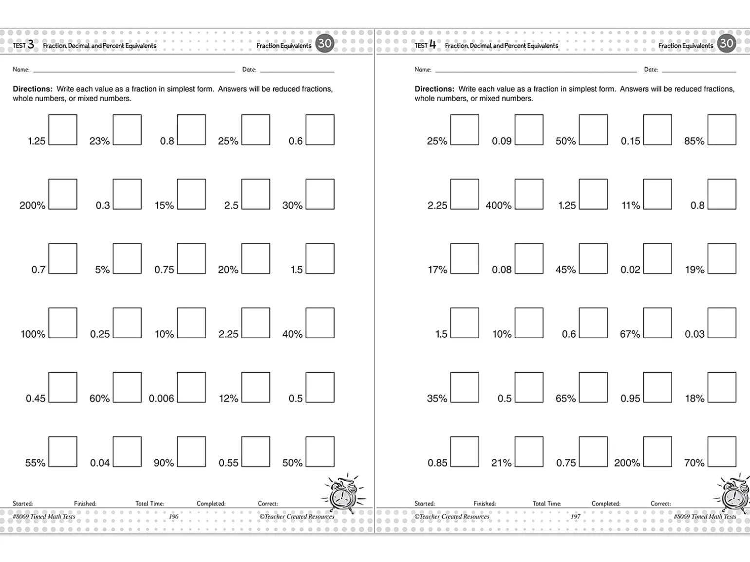 200 Timed Math Tests Workbook