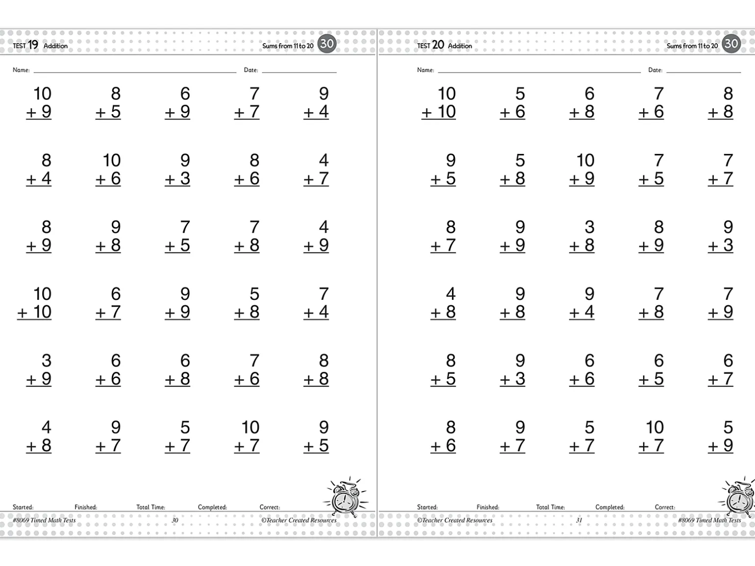 200 Timed Math Tests Workbook