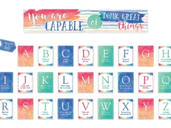 Watercolor Alphabet Card Motivational Bulletin Board Set