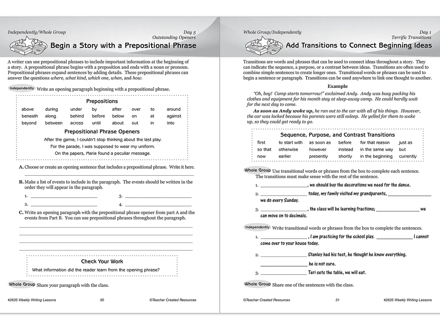 Weekly Writing Lessons Workbook - Gr. 5-6