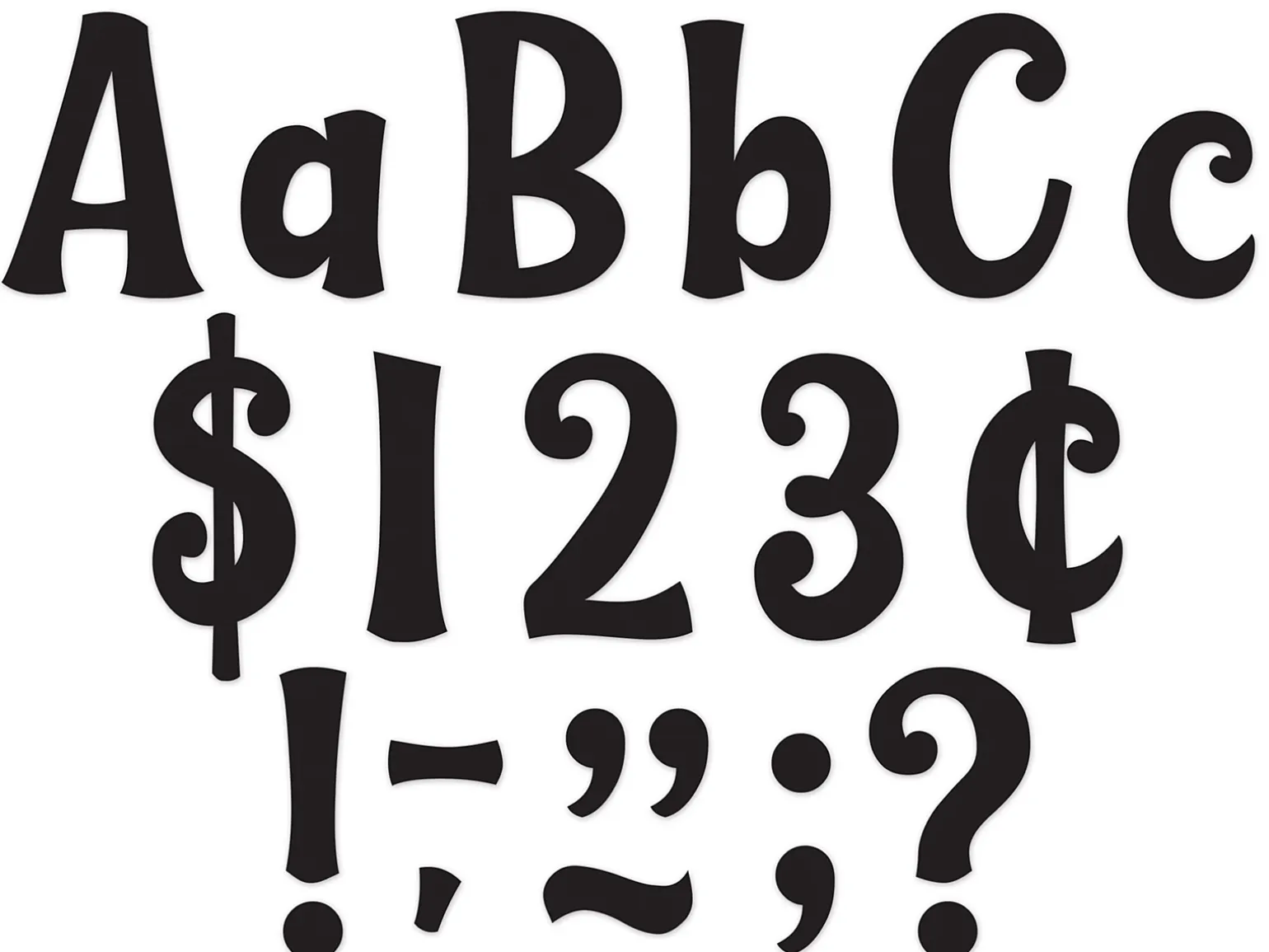 Whimsical Black 4" Punch-Out Letters