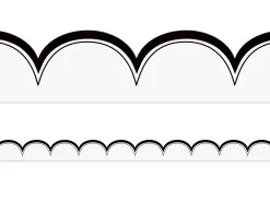 White with Black Scalloped Border